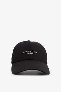 Black Givenchy men’s cotton baseball cap with white embroidered logo for stylish casual wear
