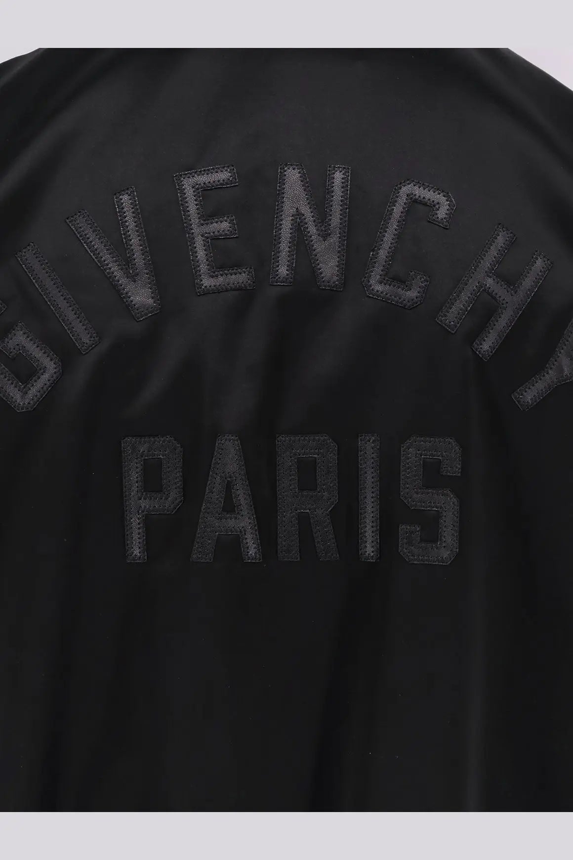 Black Givenchy Paris bomber jacket featuring embroidered lettering made of cotton and nylon for men