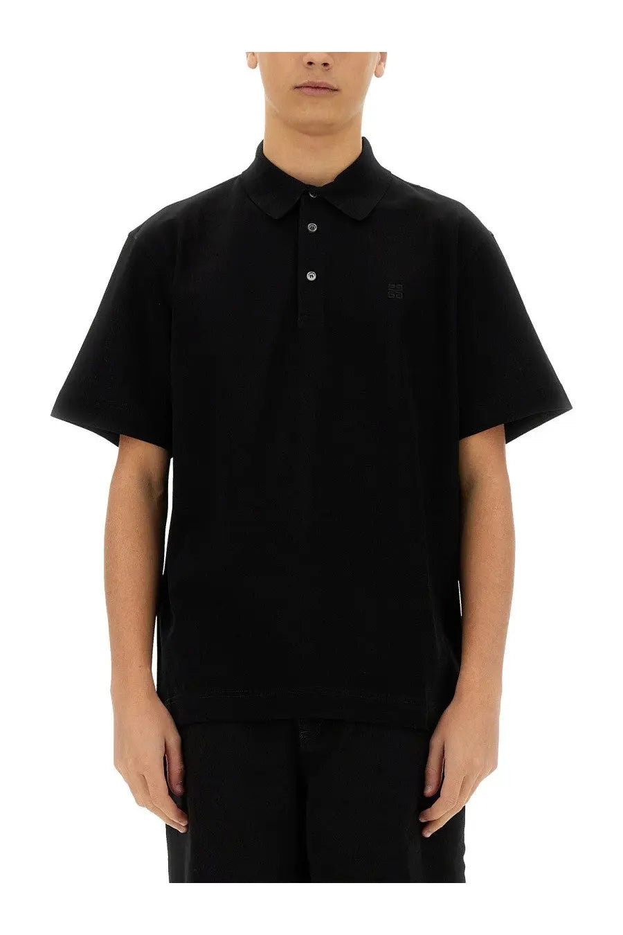 Givenchy men’s black cotton polo shirt with short sleeves and a subtle logo on the chest