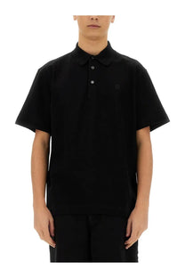 Givenchy men’s black cotton polo shirt with short sleeves and a subtle logo on the chest