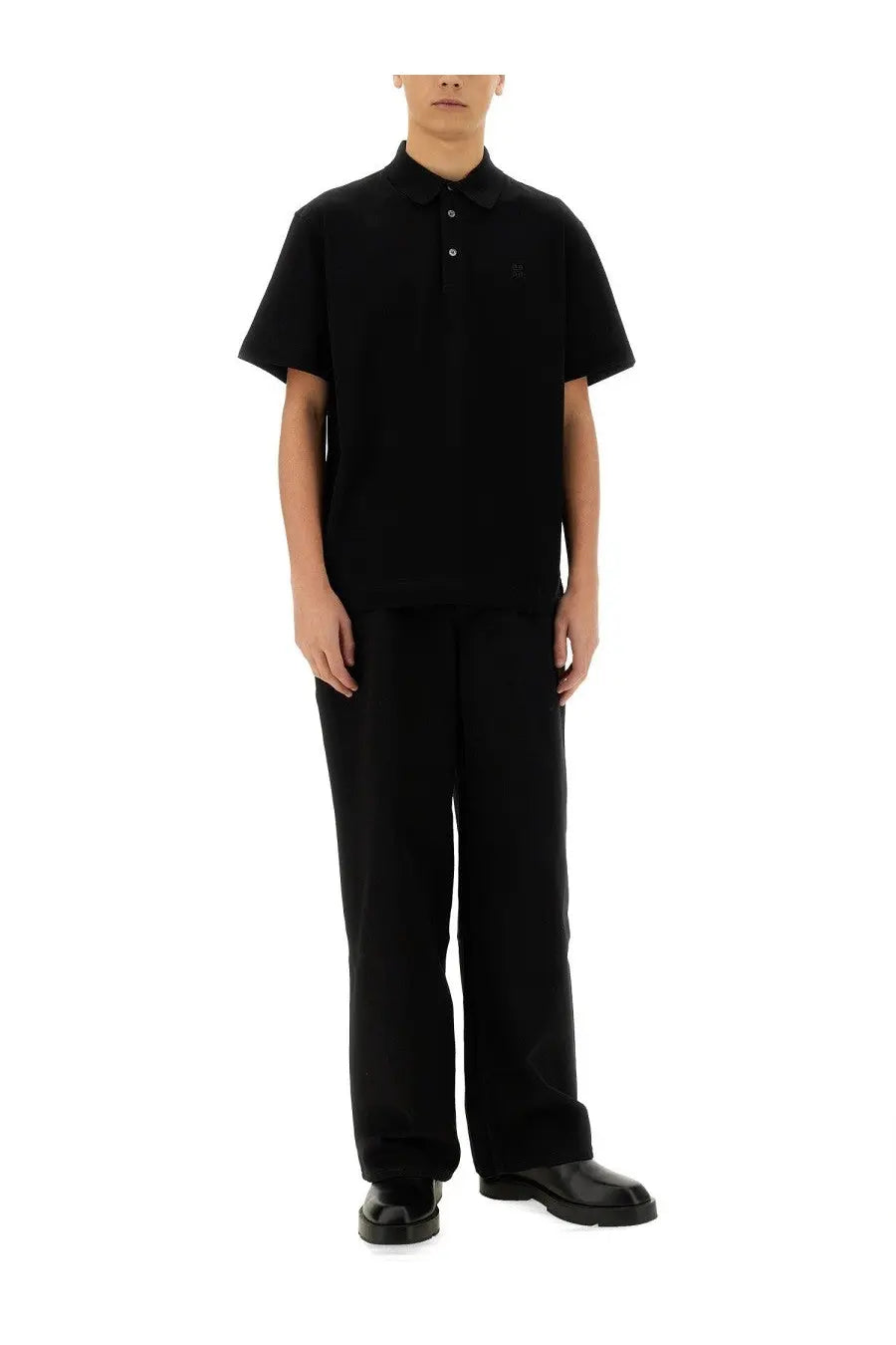 Givenchy men’s black cotton polo shirt with short sleeves and a subtle logo on the chest