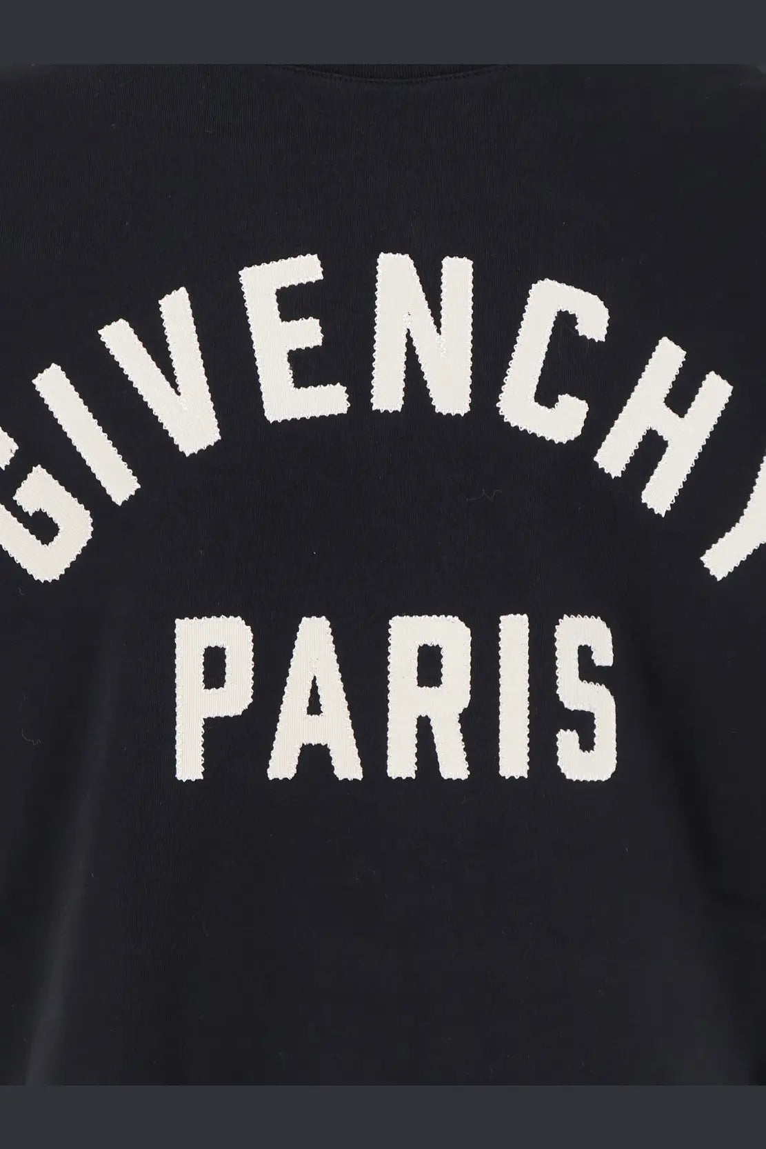 Givenchy men’s black cotton sweatshirt with bold white knit lettering across the chest