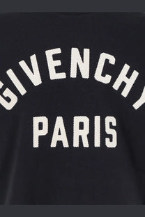 Givenchy men’s black cotton sweatshirt with bold white knit lettering across the chest