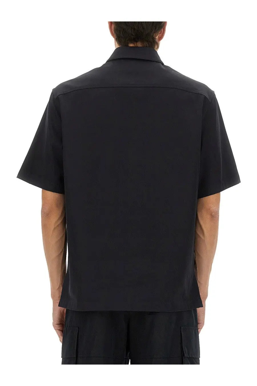 Givenchy men’s black short-sleeved cotton shirt with button-up front and minimalist design