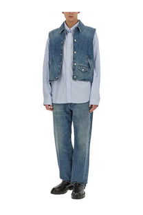 Givenchy men’s blue denim vest with button closures and front pockets made from durable denim material