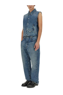 Givenchy men’s blue denim sleeveless vest with button closure and front pockets for casual wear