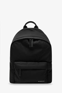 Black Givenchy men’s essential backpack in sleek nylon fabric with minimalist design and durable construction