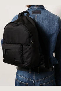 Givenchy men’s essential black nylon backpack with sleek minimalist design and subtle front brand logo