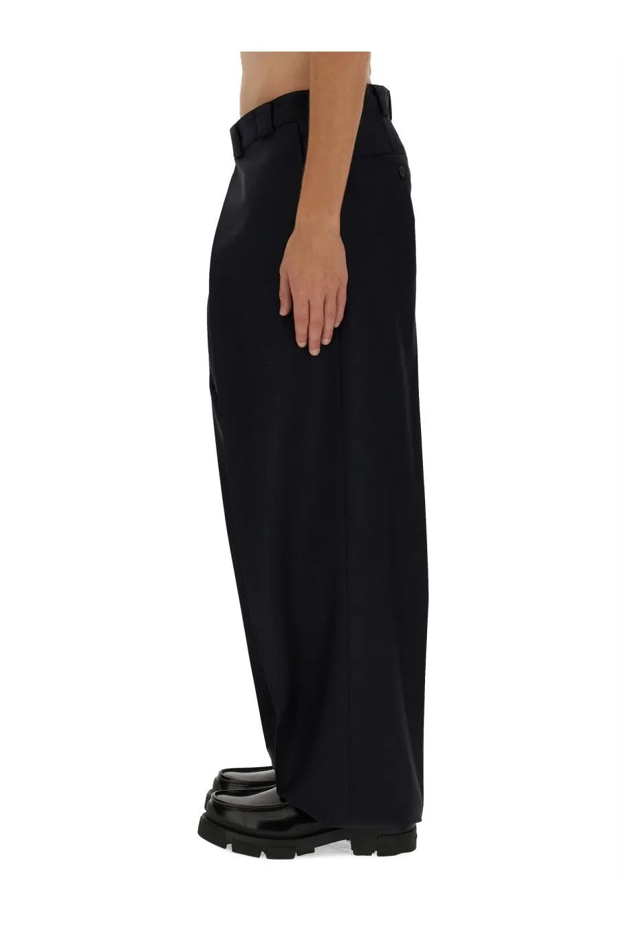 Givenchy men’s extra large black wide-leg trousers with a sleek minimalist design and structured waistband