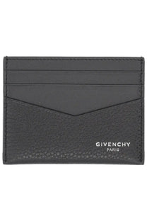 Black Givenchy Paris men’s leather wallet card holder with textured leather stitched edges and minimalist design