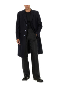 Givenchy men’s long black tailored overcoat with silver buttons elegant and formal outerwear piece