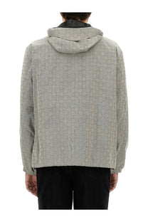 Givenchy men’s light gray corduroy jacket with subtle snakeskin pattern and ribbed cuffs in monogram jacquard design