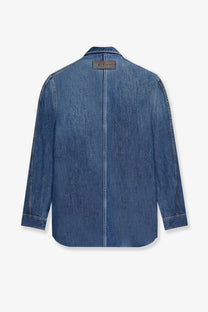 Givenchy men’s overshirt denim shirt blue with classic collar and buttoned cuffs in blue denim material