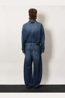 Givenchy men’s overshirt denim shirt in blue with collar and wide-leg pants in blue denim jumpsuit style