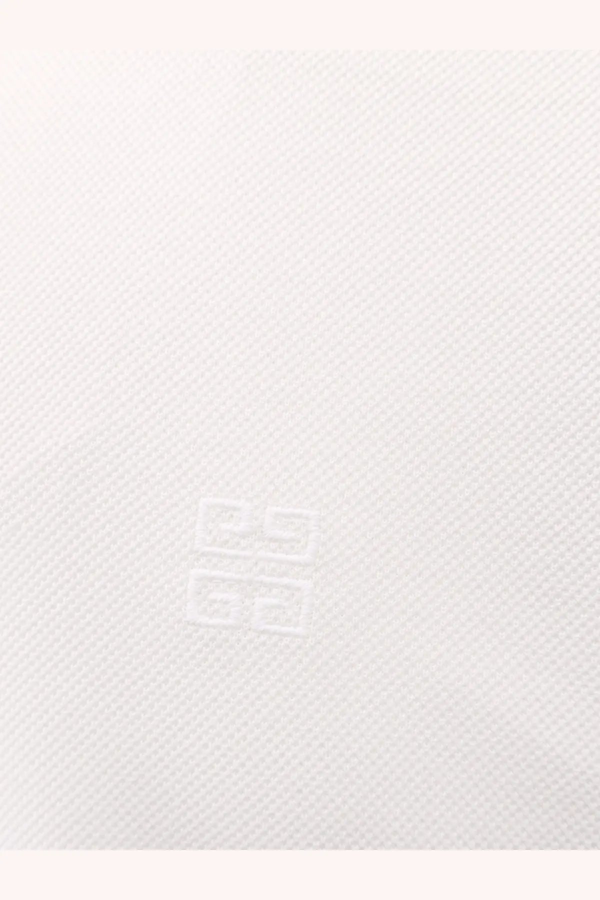 Givenchy men’s piqué cotton polo shirt white with white Givenchy logo embroidered on textured pique fabric