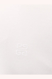 Givenchy men’s piqué cotton polo shirt white with white Givenchy logo embroidered on textured pique fabric