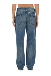 Givenchy men’s blue denim jeans with a relaxed straight-leg cut and faded wash in regular fit design