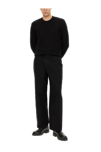 Givenchy men’s regular fit black ribbed knit sweater with crew neck and long sleeves in soft knit fabric
