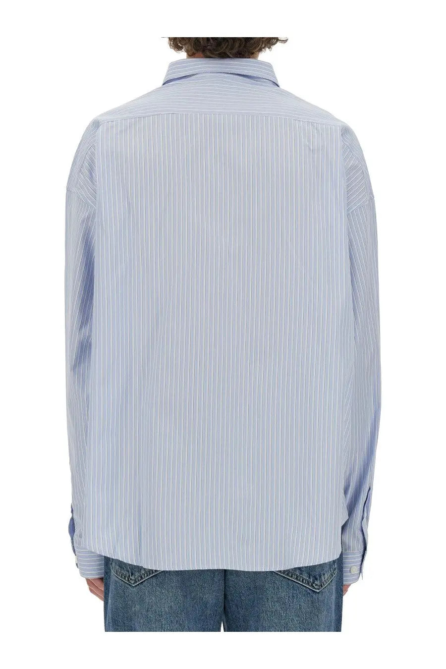 Givenchy men’s shirt in light blue and white vertical stripes with a classic collar for a stylish look