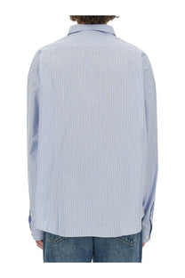 Givenchy men’s shirt in light blue and white vertical stripes with a classic collar for a stylish look
