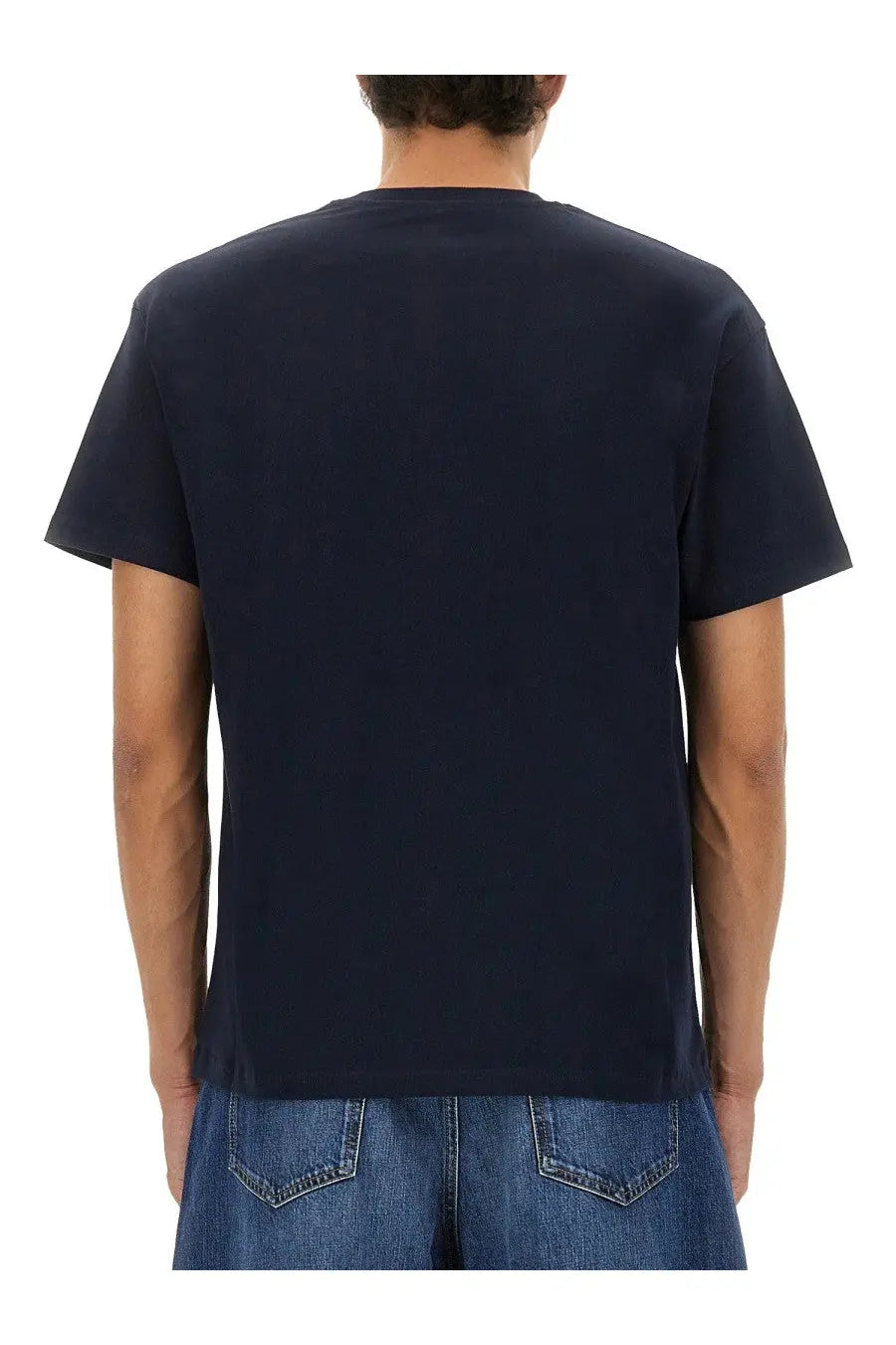 Navy blue cotton t-shirt with crew neck and short sleeves givenchy men’s shirt blue front view
