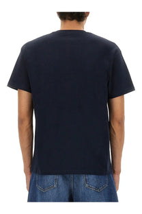 Navy blue cotton t-shirt with crew neck and short sleeves givenchy men’s shirt blue front view