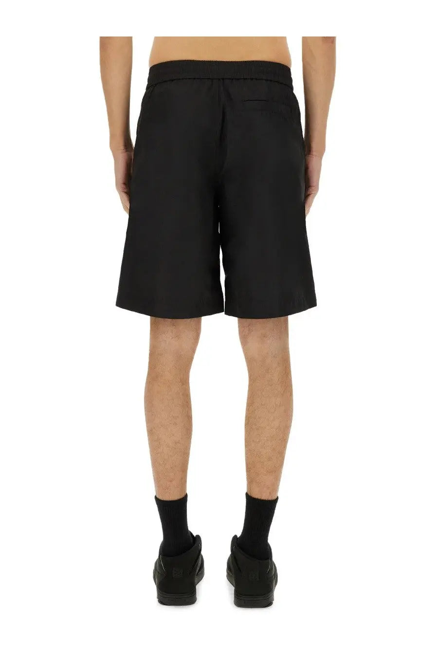 Givenchy men’s short track casual black tailored shorts with straight-leg cut and elastic waistband for comfort