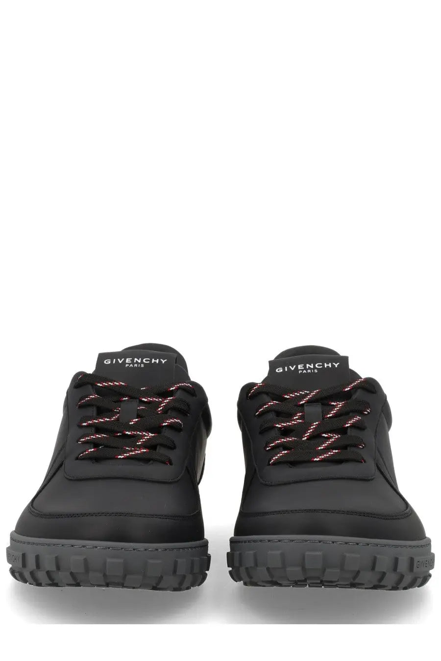 Givenchy men’s sneaker glide black with textured rubber soles and red and white striped laces