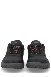 Givenchy men’s sneaker glide black with textured rubber soles and red and white striped laces