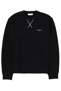 Givenchy men’s black sweatshirt featuring a white embroidered x and givenchy paris logo on the chest