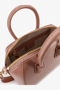 Taupe leather Givenchy small satchel with gold-tone hardware and top zip closure for versatile everyday use