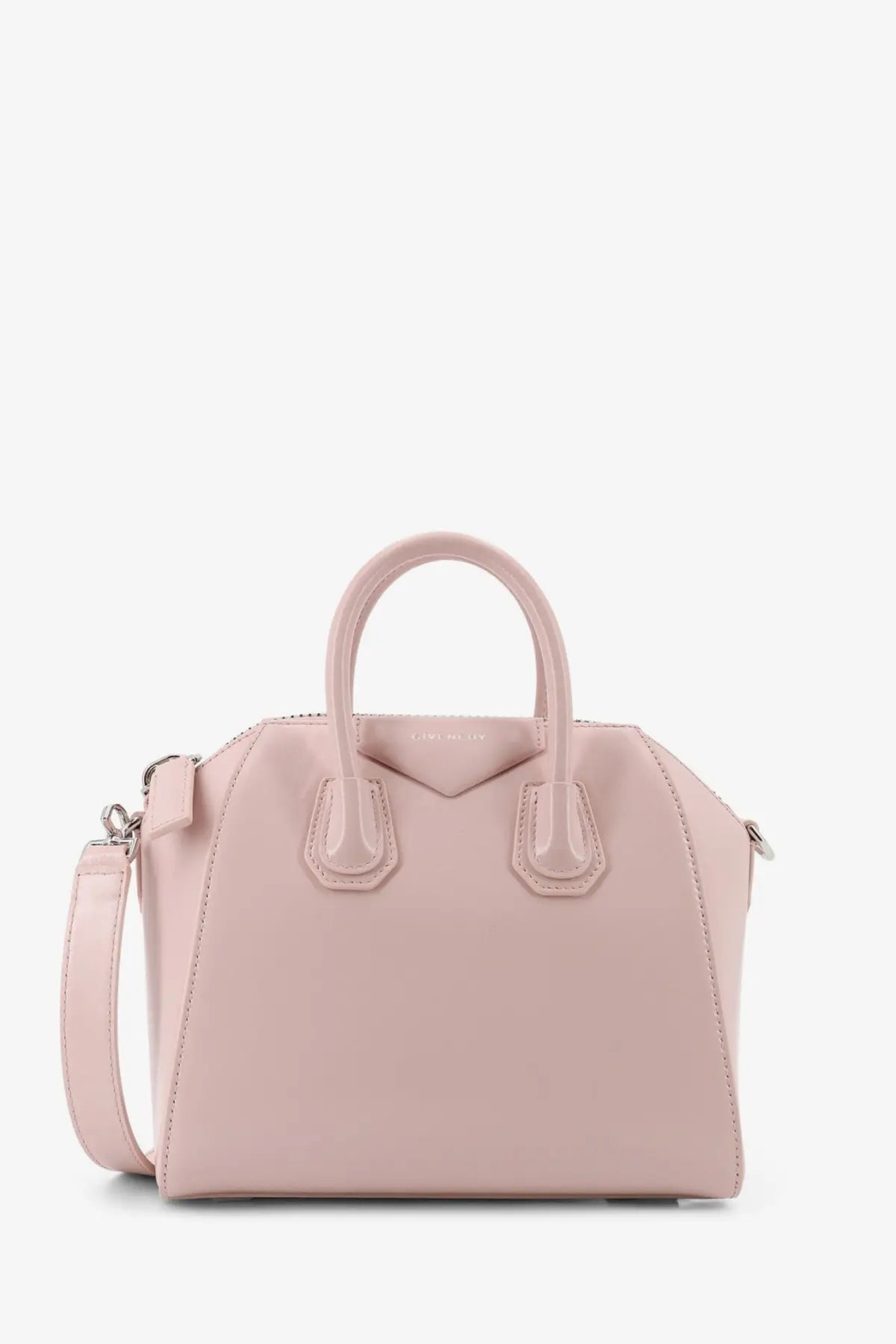 A soft pink Givenchy Antigona satchel with structured leather and top handles for women