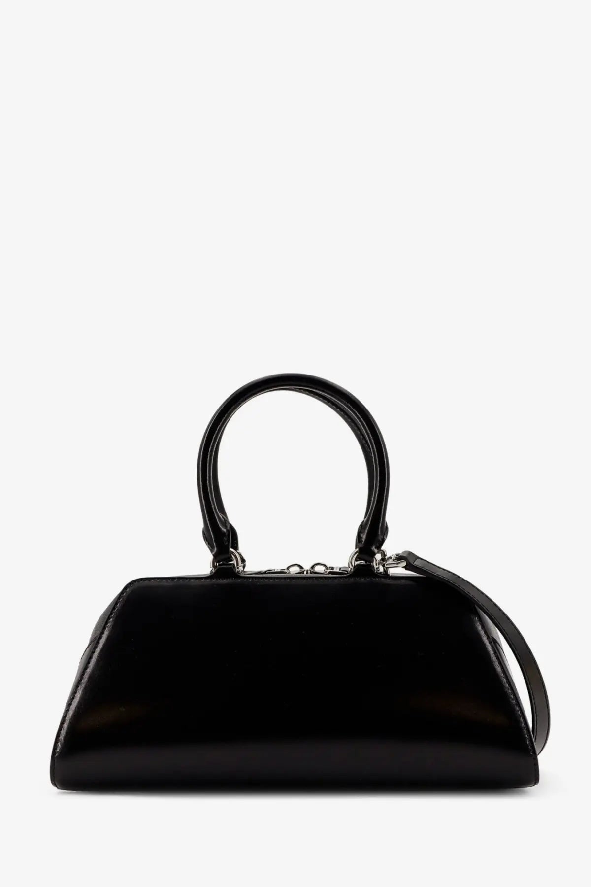 Givenchy women’s antigona small leather crossbody bag in black patent leather with curved top handles and detachable strap