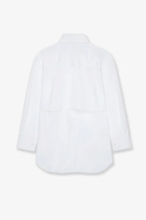 Givenchy women’s white backless cotton shirt with long sleeves classic collar and subtle pleats at the back