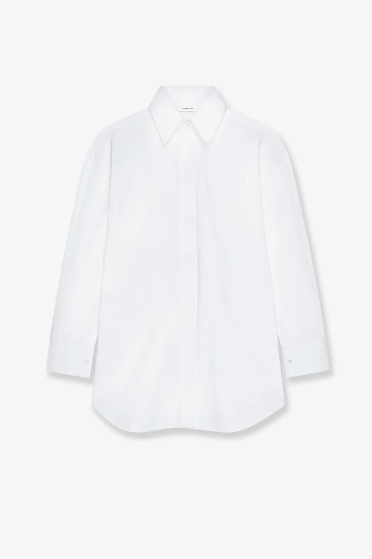 Givenchy women’s backless white cotton shirt with minimalist button-down design and long sleeves