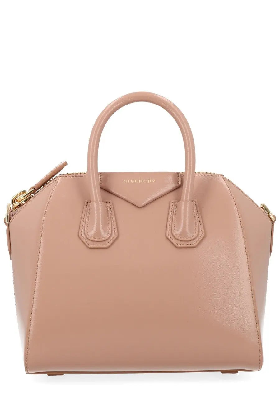 Givenchy women’s borsa antigona mini handbag in blush pink smooth leather with gold-tone hardware