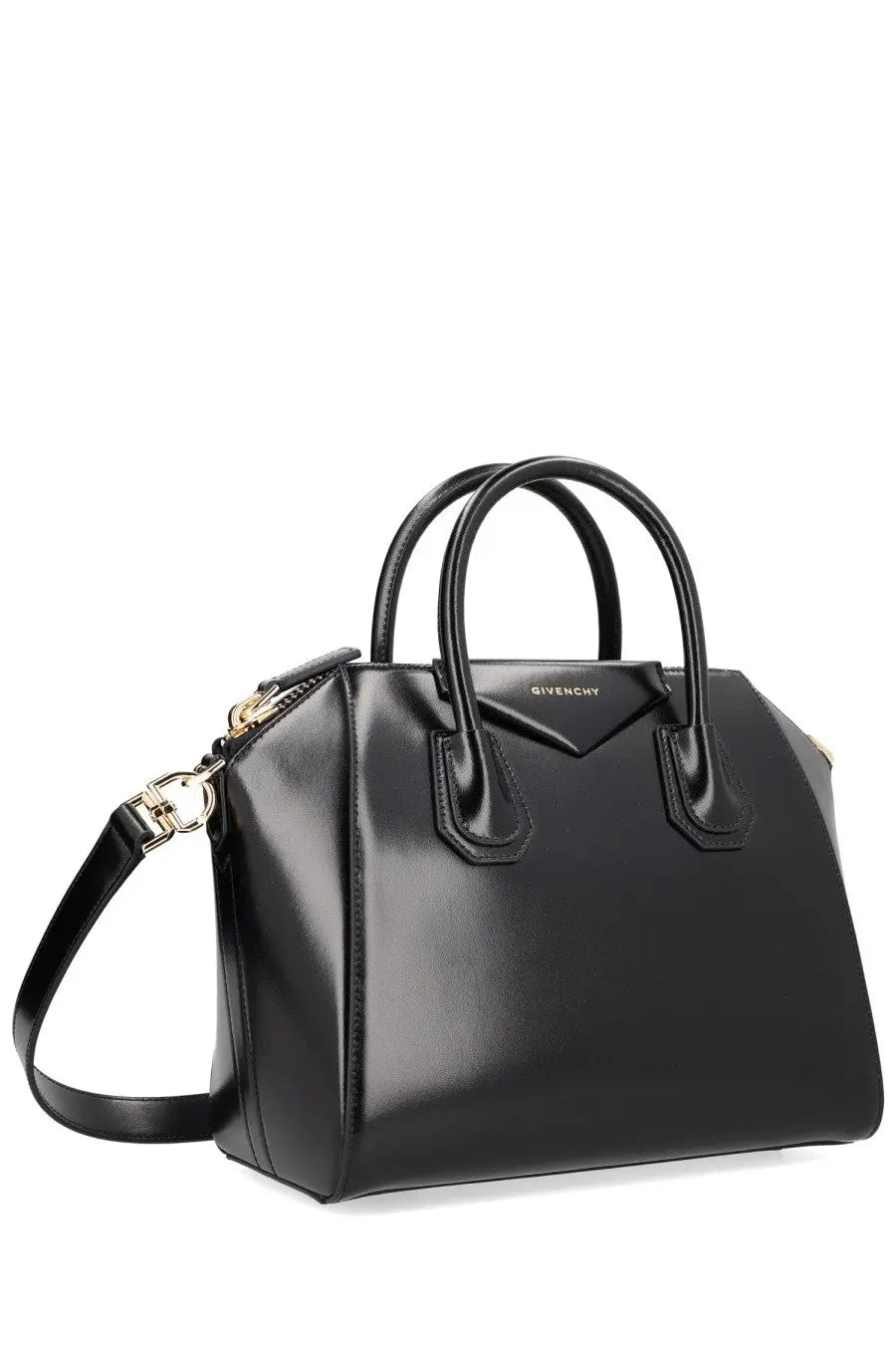 Givenchy women’s borsa Antigona small black handbag with glossy leather and gold-tone hardware