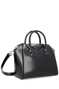 Givenchy women’s borsa Antigona small black handbag with glossy leather and gold-tone hardware