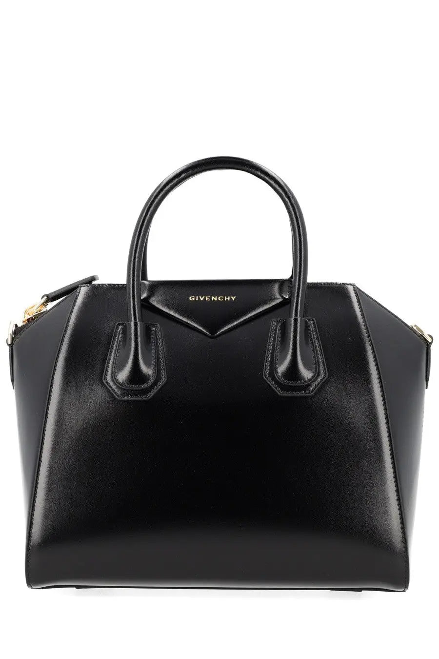 Givenchy women’s borsa antigona small black handbag with glossy leather and gold-tone hardware