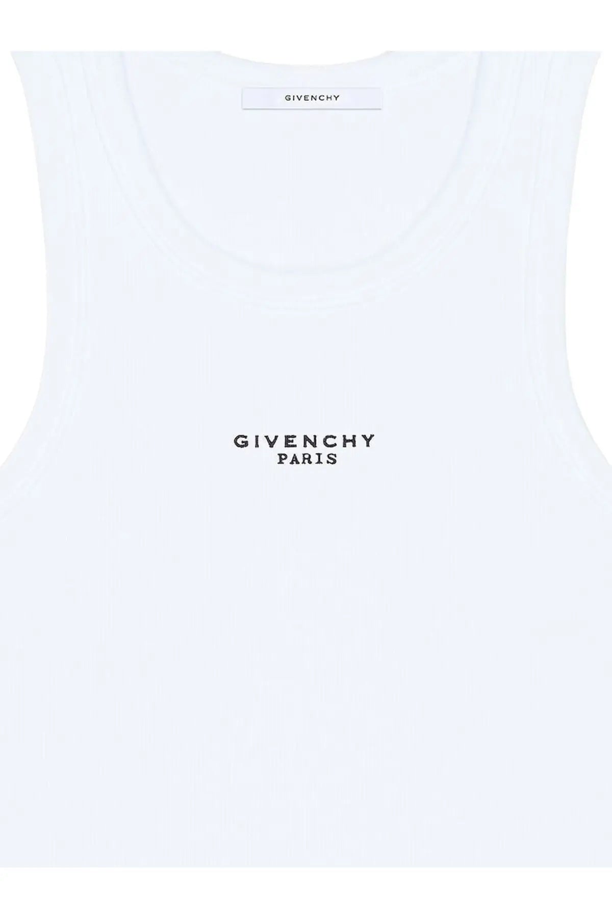 White givenchy women’s cotton blend tank top with minimalist black embroidered branding on the front