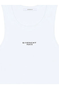 White givenchy women’s cotton blend tank top with minimalist black embroidered branding on the front