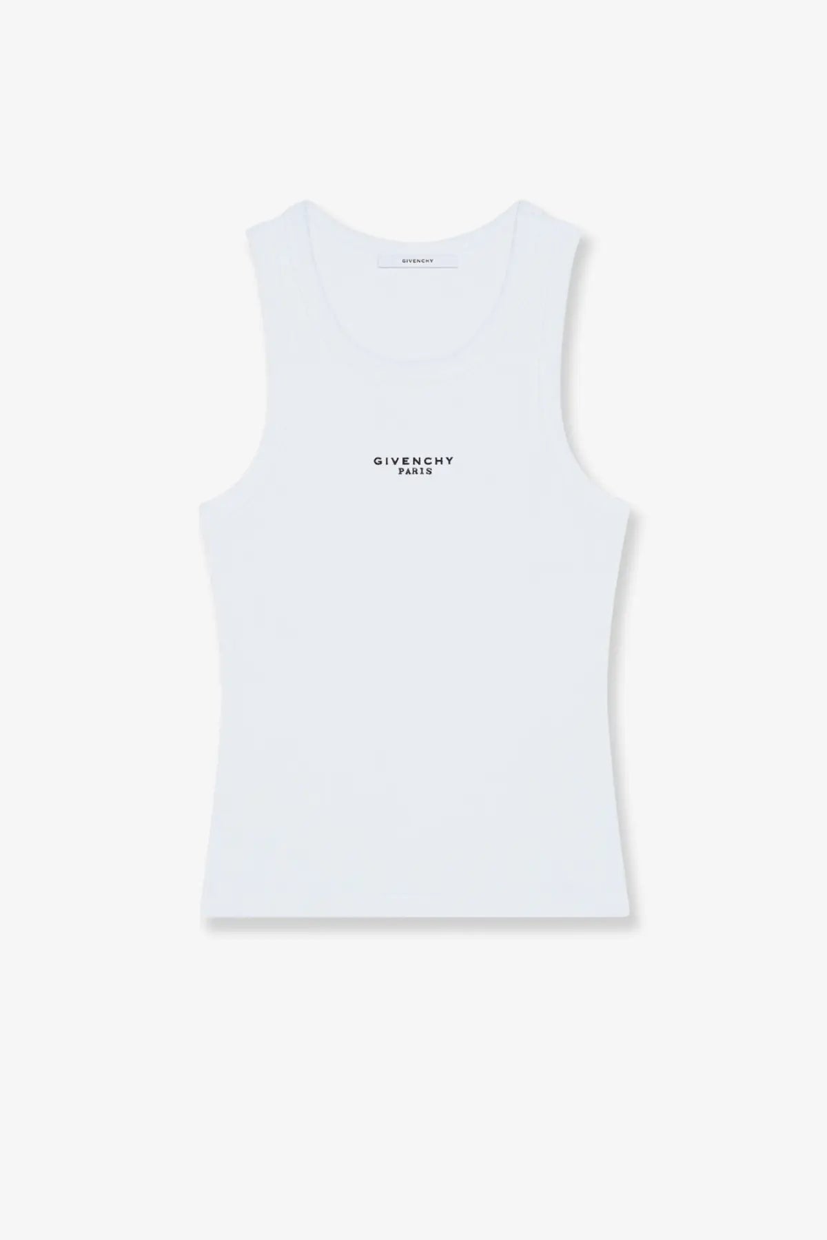 Givenchy women’s white cotton blend tank top with minimalist black logo print on front