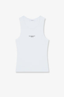 Givenchy women’s white cotton blend tank top with minimalist black logo print on front