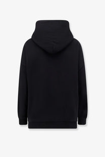 Givenchy women’s black cotton hooded sweatshirt with relaxed fit and ribbed cuffs