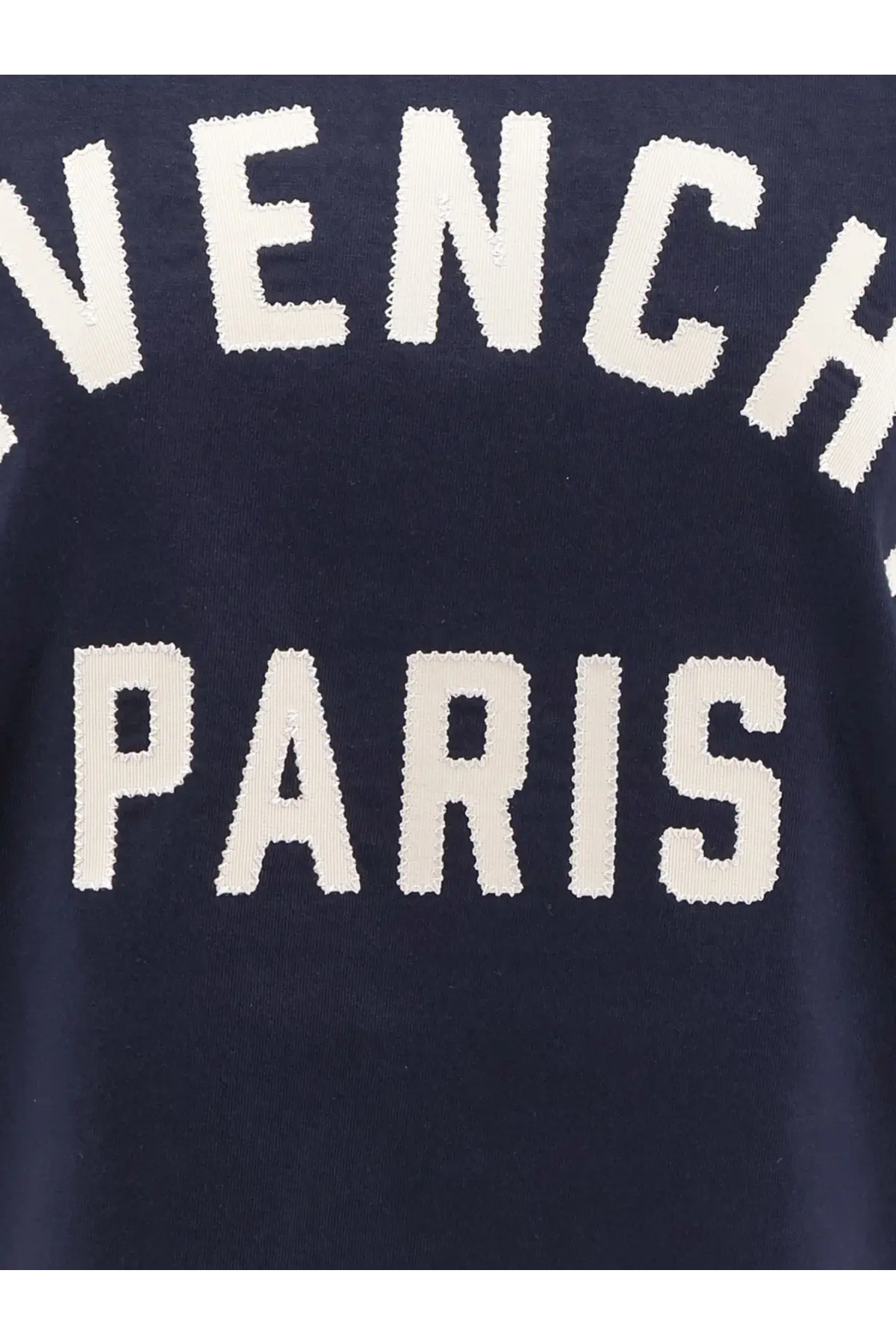 Navy blue Givenchy Paris knit sweater with bold white lettering made of cotton for women