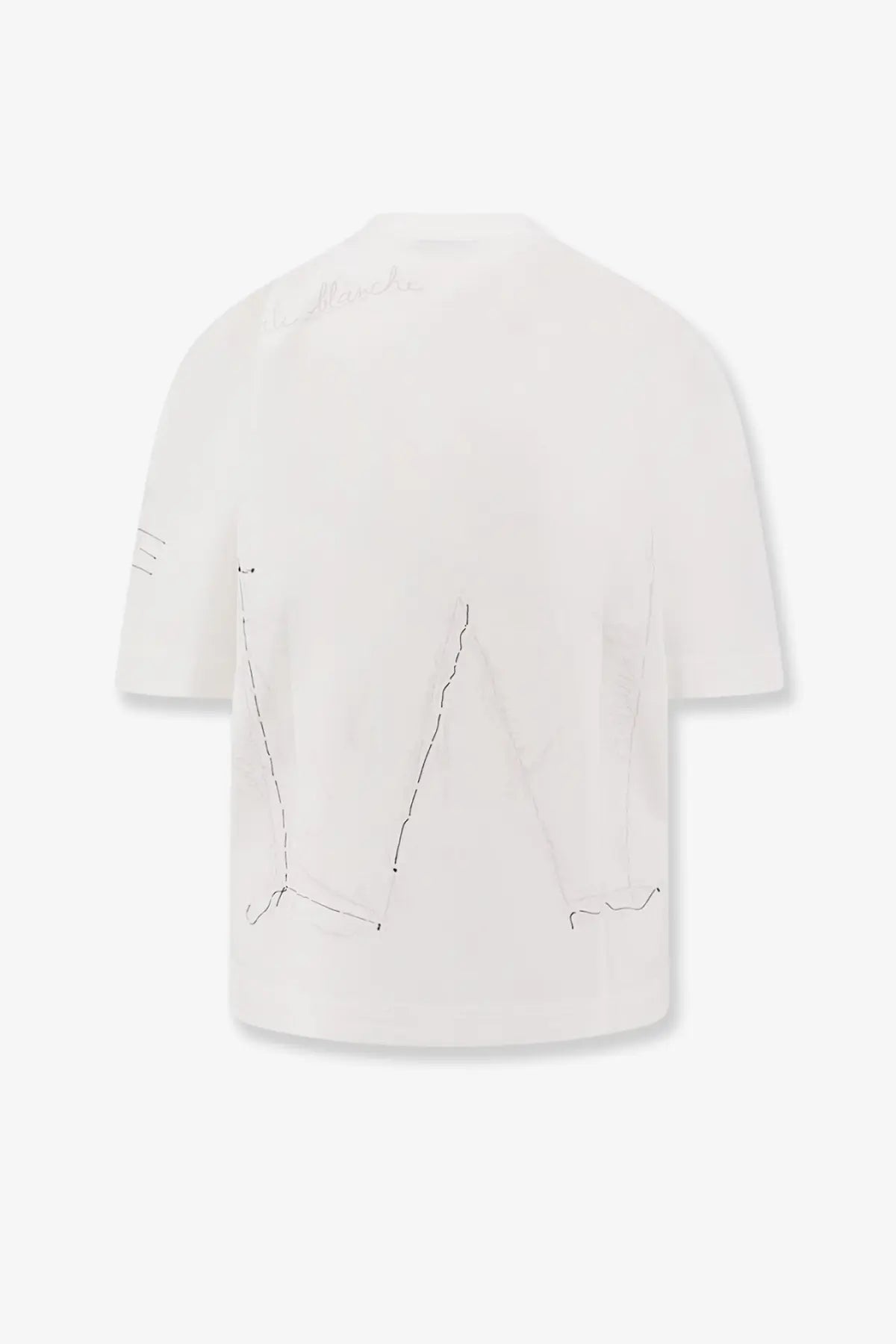 Givenchy women’s white cotton t-shirt back showing minimalist black line detailing on short sleeves