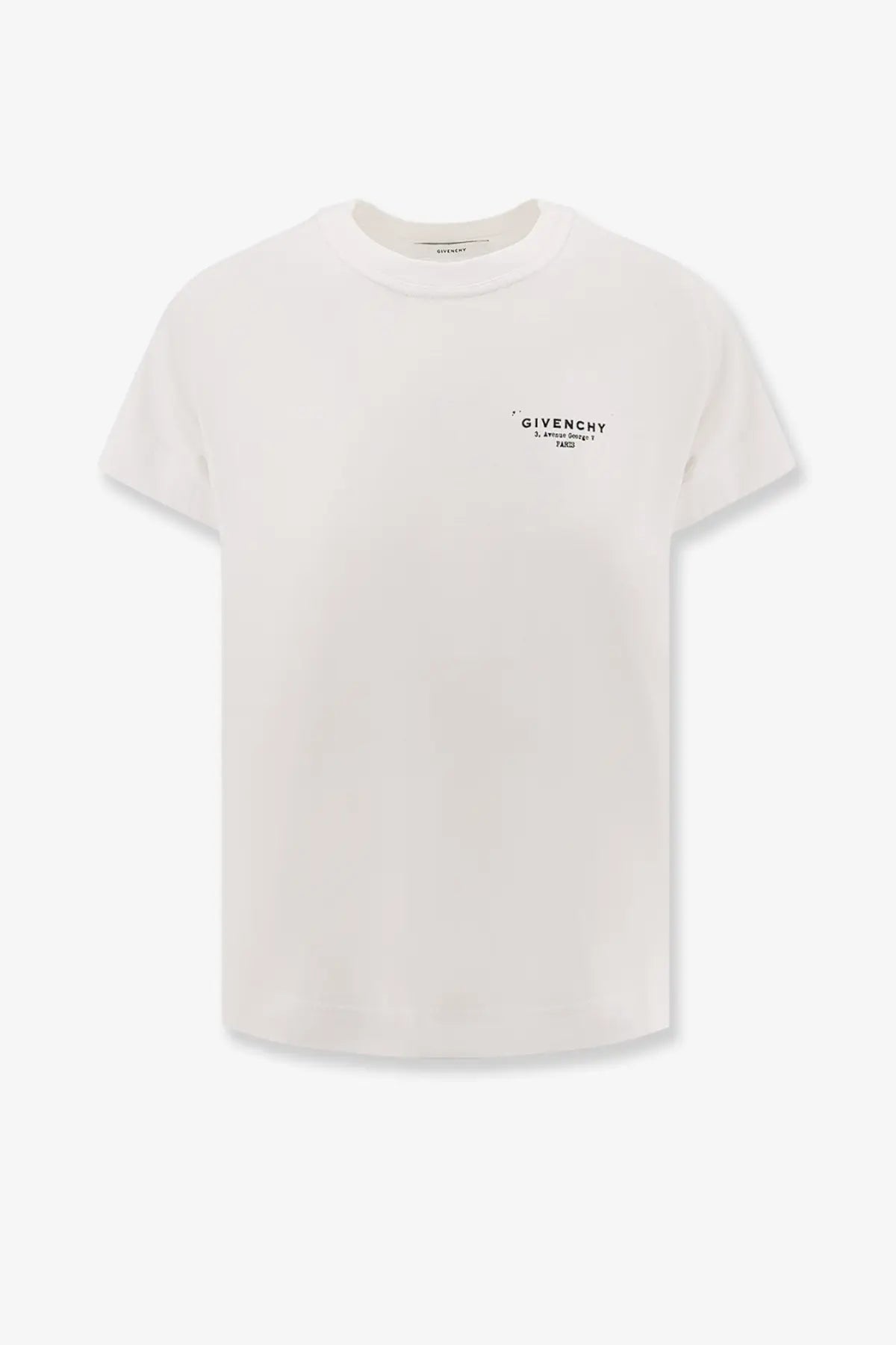 Givenchy women’s white cotton t-shirt with minimalist black logo print on the chest for casual wear