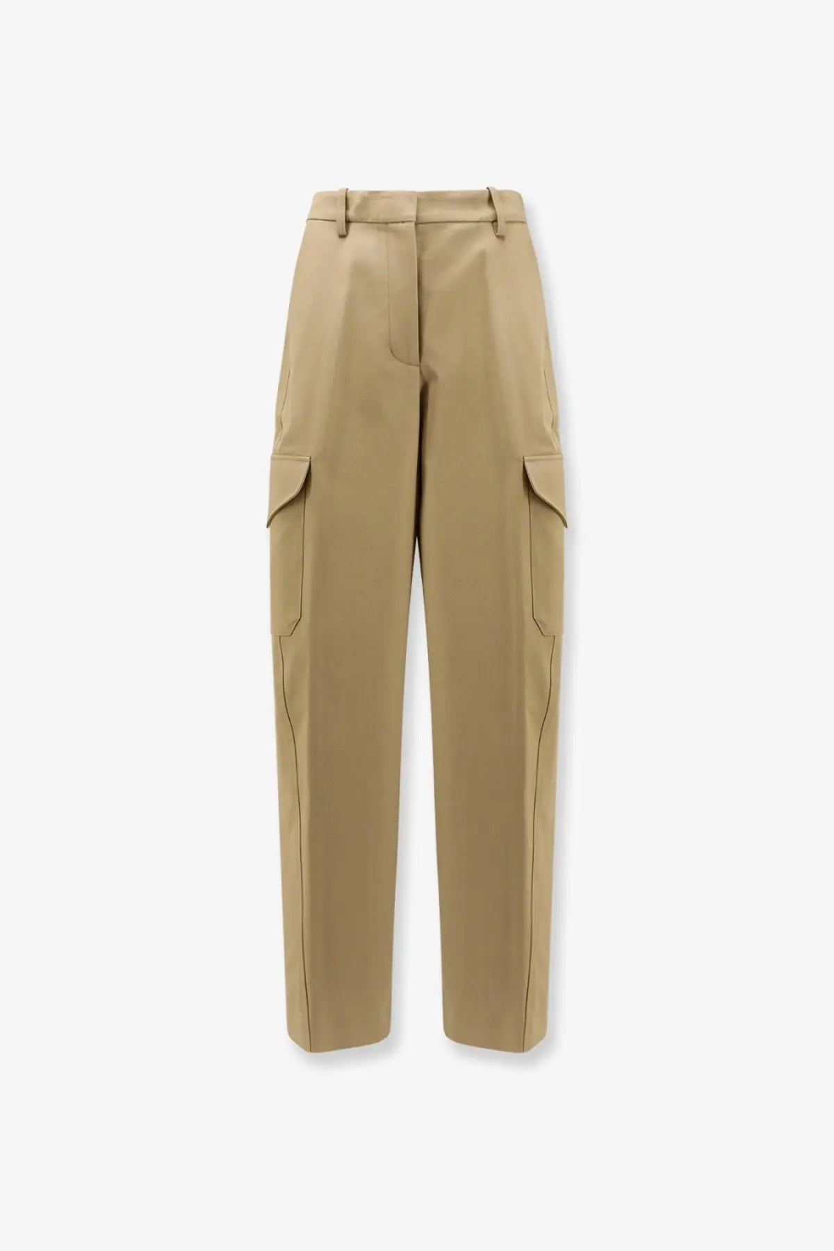 Givenchy women’s beige cotton and wool cargo trousers with straight-leg cut and prominent side pockets