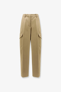 Givenchy women’s beige cotton and wool cargo trousers with straight-leg cut and prominent side pockets