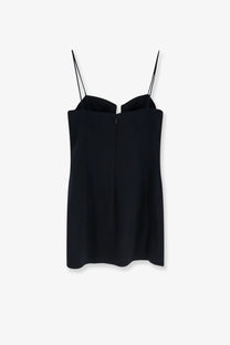 Givenchy women’s black satin mini dress with thin spaghetti straps and a front zipper detail